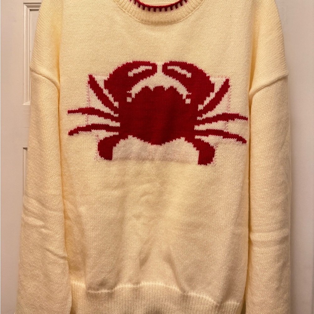 SHEIN Cream Sweater with Red Crab Motif